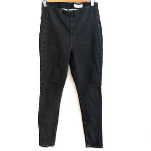 Rag & Bone Flat Front High Rise Pull-on Elastic Waist Black Denim Jeans, M